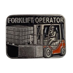 Forklift Operator Metal Belt Buckle – 3D Relief Design
